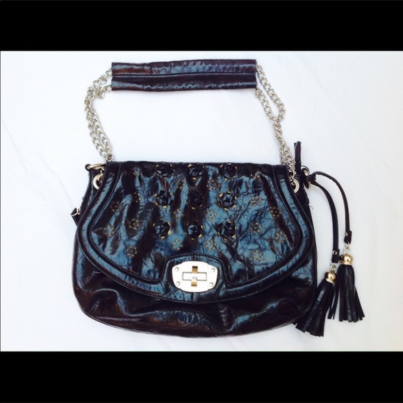 Handbags - Soft Black Leather LaserCut Combo Strap Bag